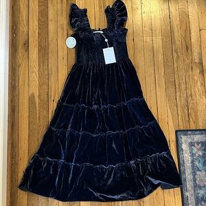Hill House Ellie Nap Dress in Blue Velvet NWT - size M